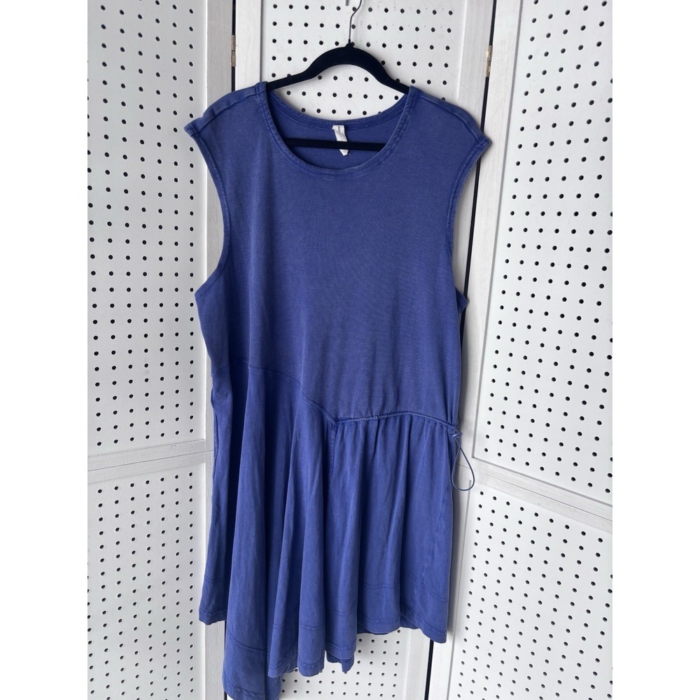 Daily Practice Women's 2X Blue Drop Waist Tank Dress Ribbed Asymetrical Hem